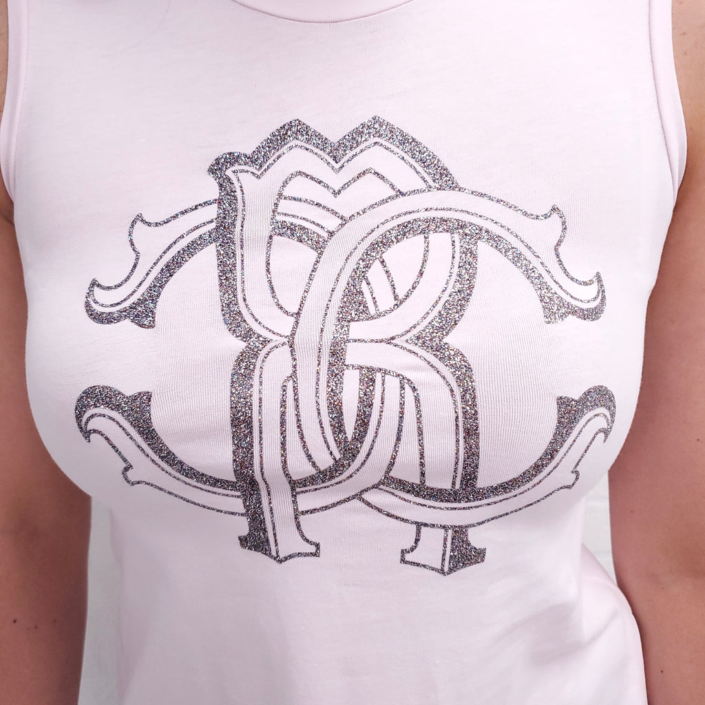 ROBERTO CAVALLI PINK LOGO TANK TOP - SIZE 8 KIDS/XXS WOMENS