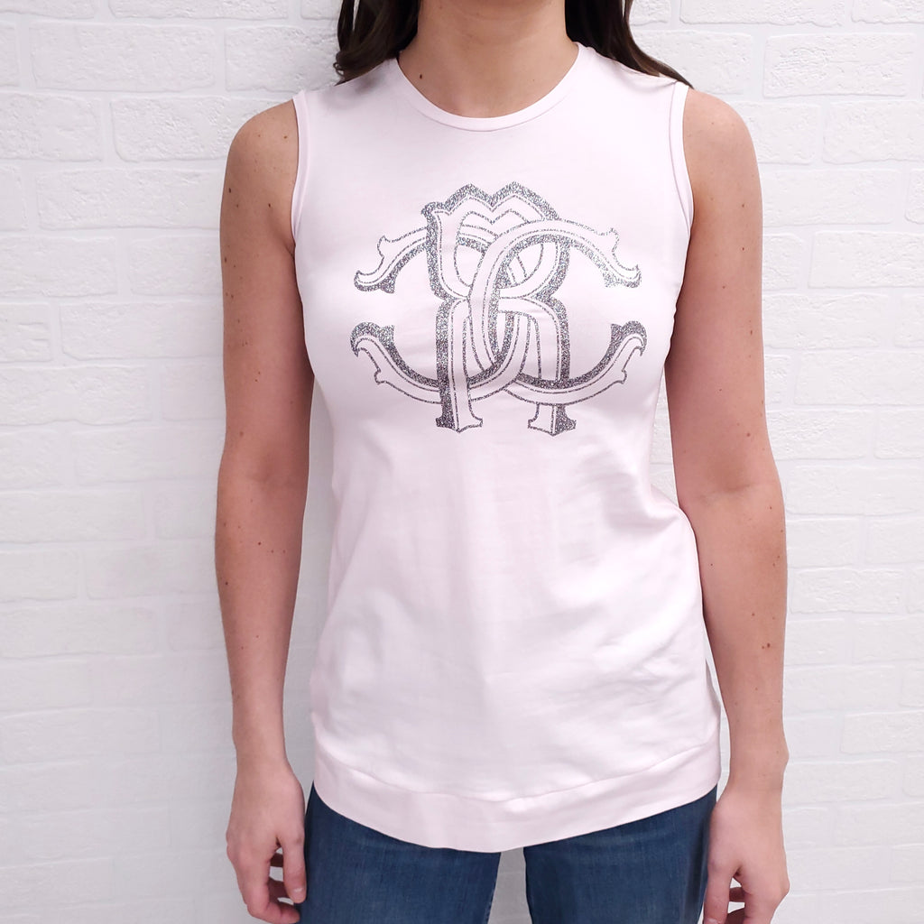 ROBERTO CAVALLI PINK LOGO TANK TOP - SIZE 8 KIDS/XXS WOMENS