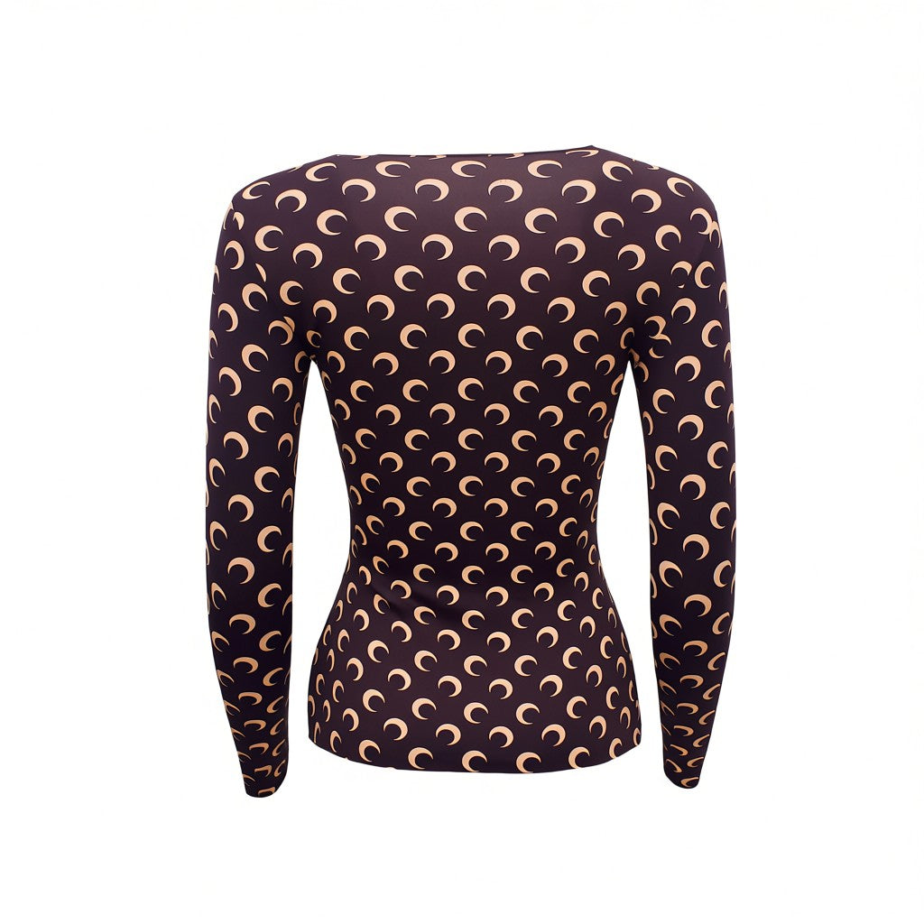 MARINE SERRE BROWN MOON LONG SLEEVE SHIRT - SIZE L