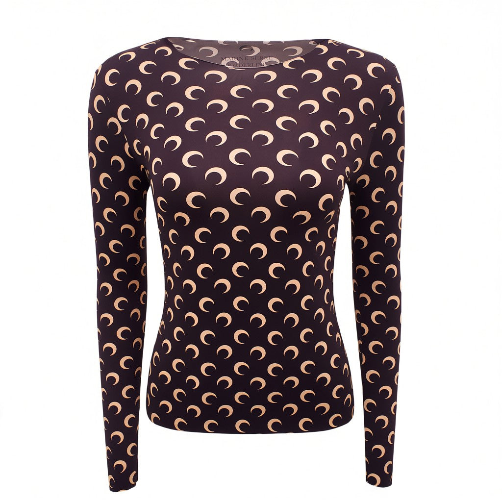 MARINE SERRE BROWN MOON LONG SLEEVE SHIRT - SIZE L