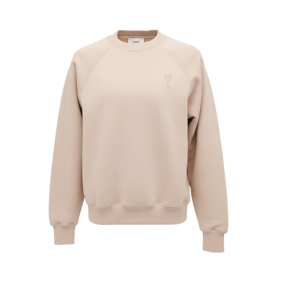 AMI PARIS CREAM LOGO CREWNECK SWEATER - SIZE M