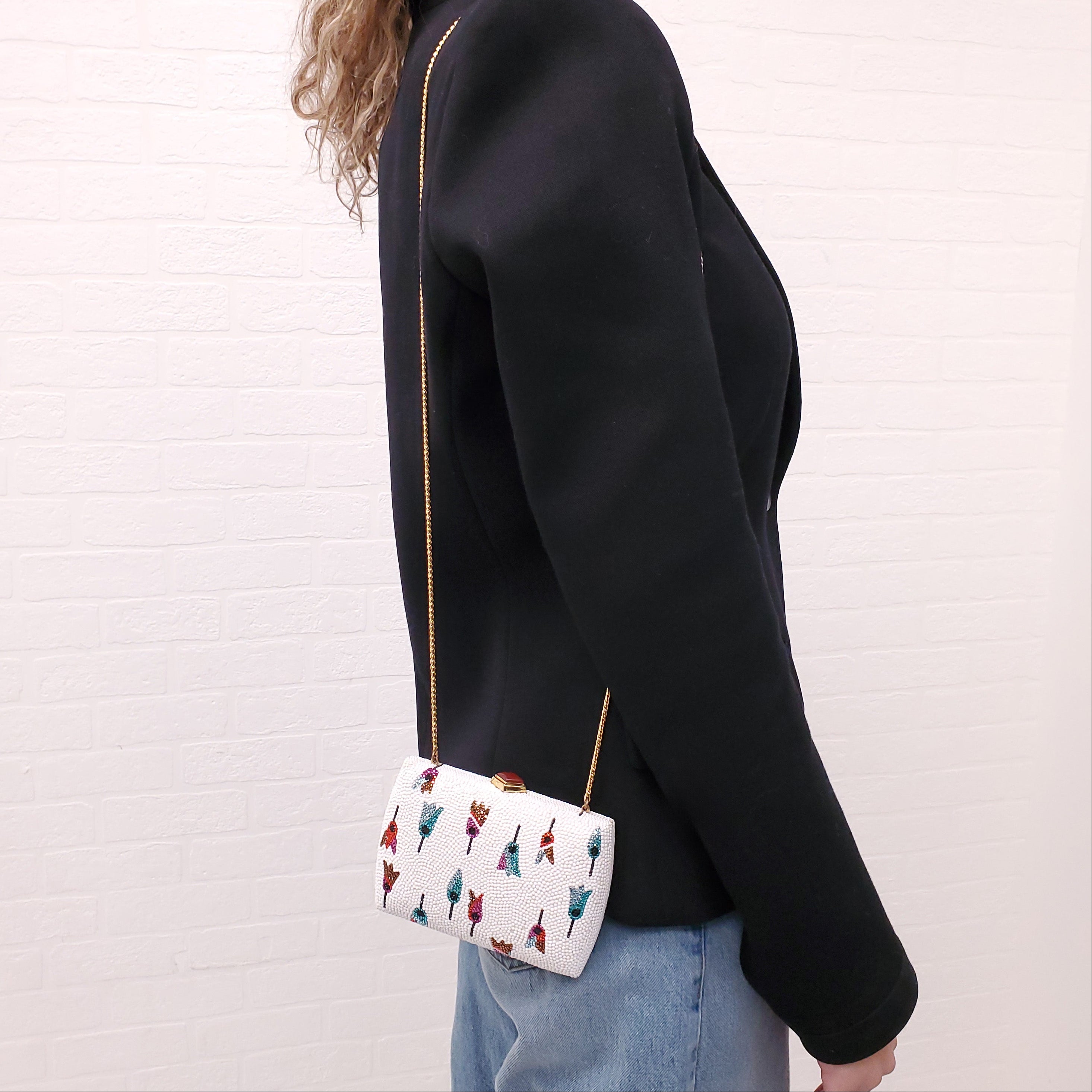 JUDITH LEIBER MINAUDIERE TULIP CRYSTAL CLUTCH