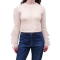 SAINT LAURENT WHITE FRINGE SWEATER - SIZE XS