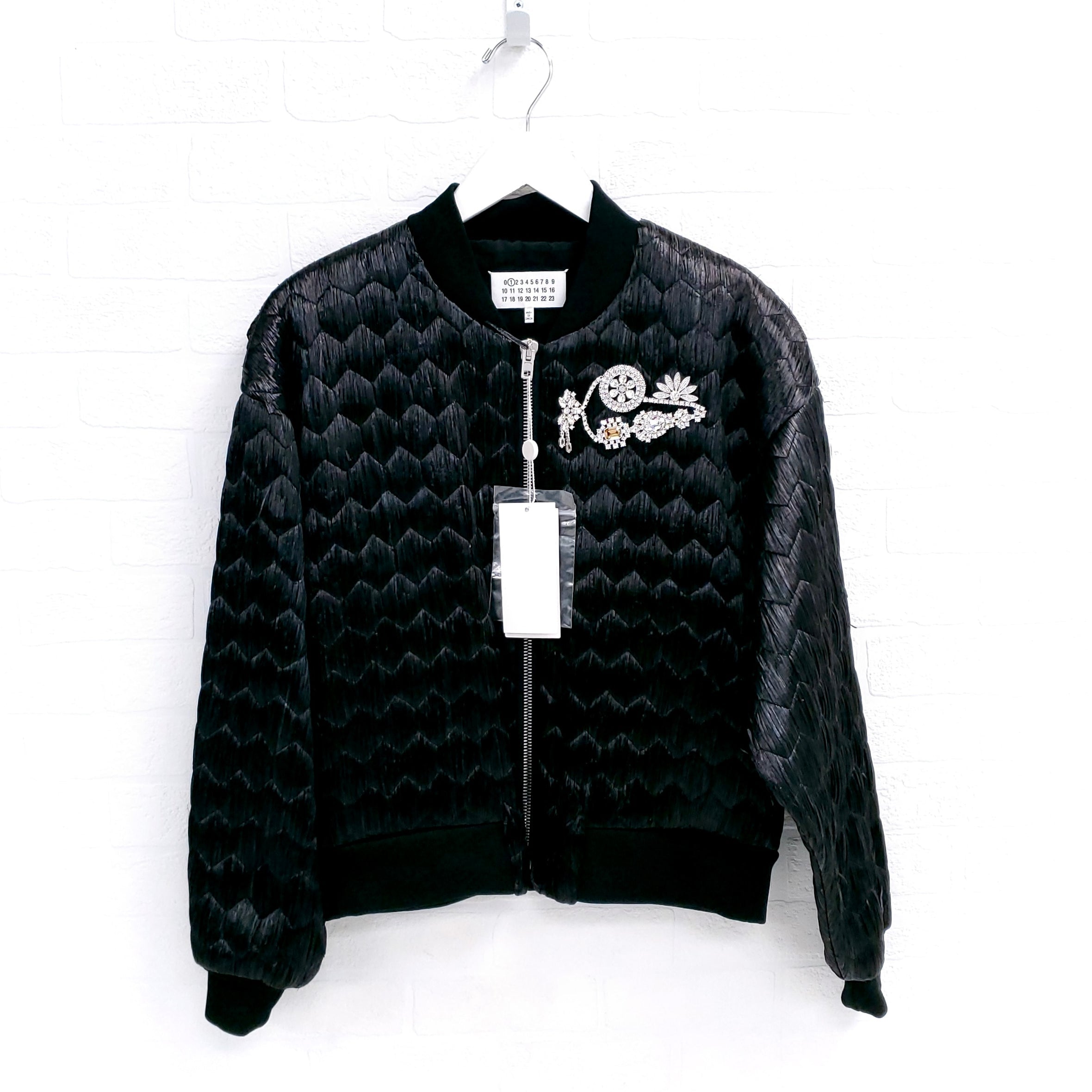 MAISON MARGIELA BLACK RAFIA BOMBER JACKET - SIZE 44/10
