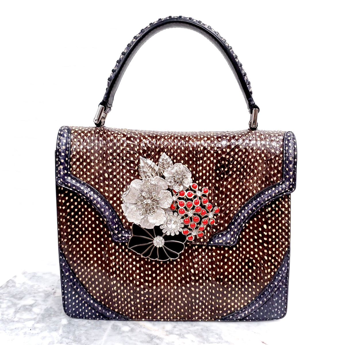 ALEXANDER MCQUEEN TOP HANDLE SNAKESKIN BAG
