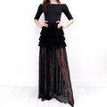 ALESSANDRA RICH BLACK LACE TEARED DRESS - SIZE 38