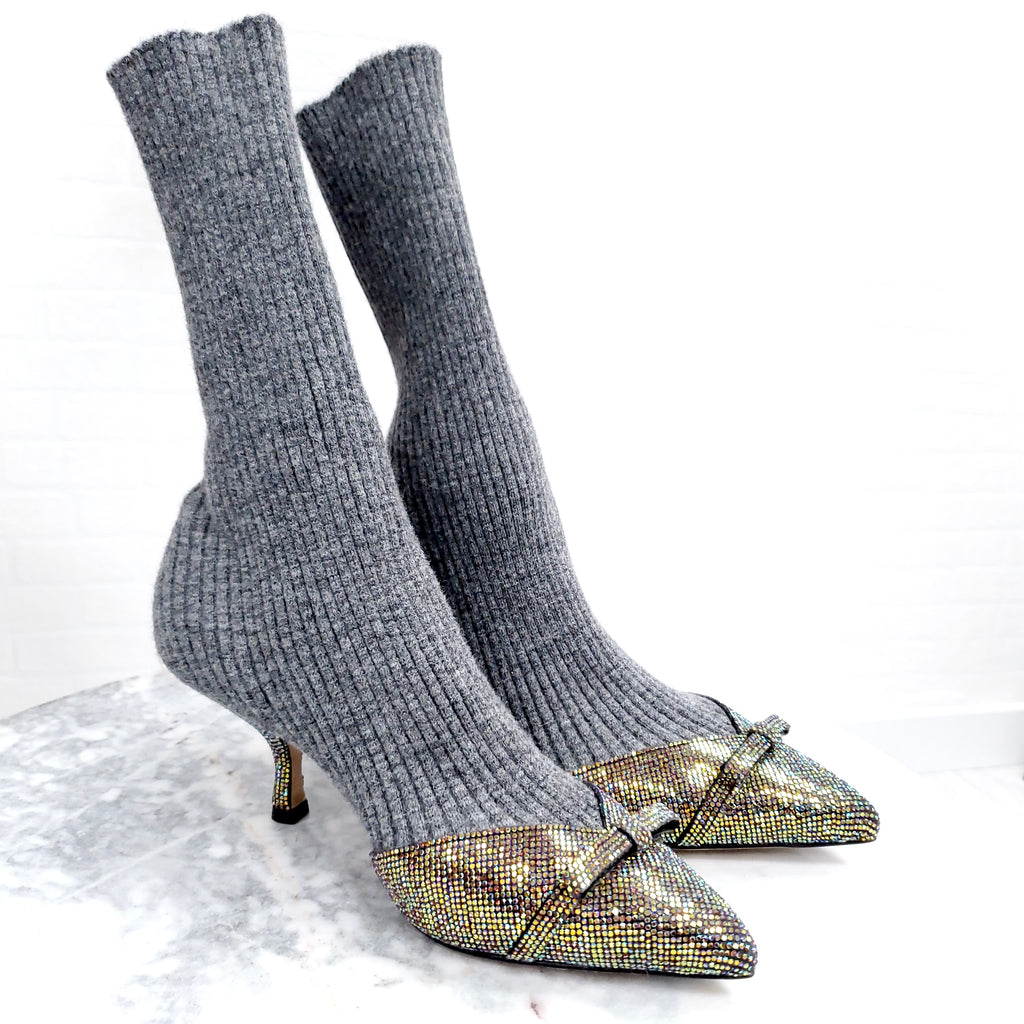 MARCO DE VINCENZO SOCK BOOTIES WITH SEQUINS - SIZE 36